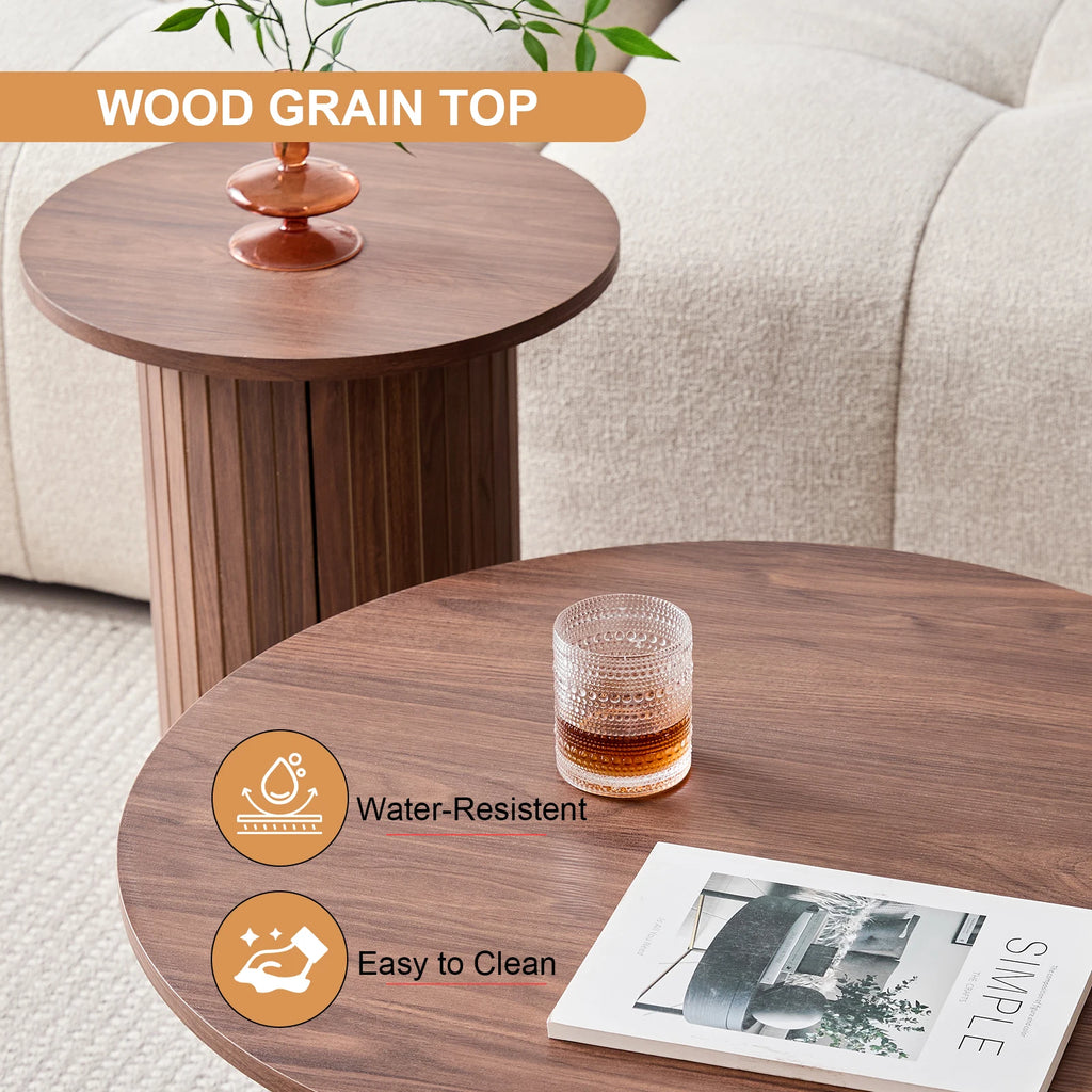 Tables Basses Design Gigognes Rondes – Bois Nordique, Set de 2 & Style Naturel | Duo