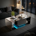 Table Basse Design LED RGB – 4 Étagères Verre, Tiroir Caché & 6000 Couleurs | Spectra
