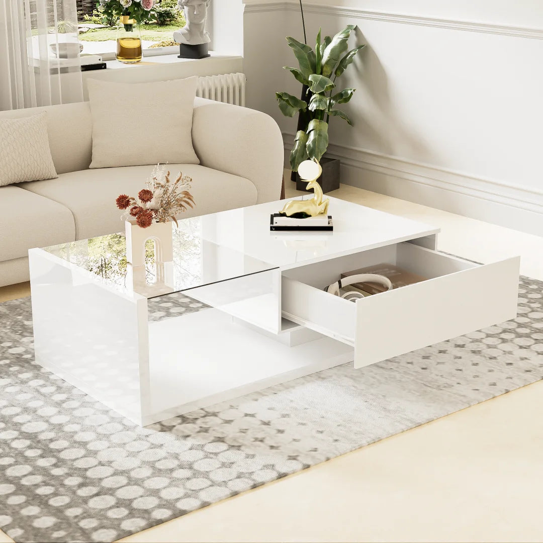 Table basse design LED fabriquée en France – finition haute brillance