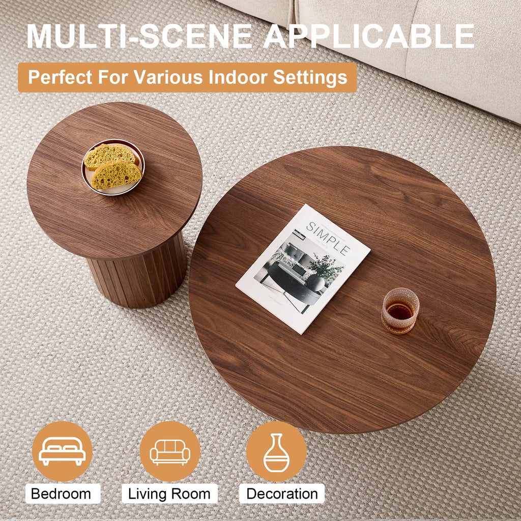 Tables Basses Design Gigognes Rondes – Bois Nordique, Set de 2 & Style Naturel | Duo