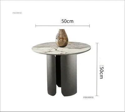 Table Basse Design Luxe Ronde – Pierre Naturelle, Base Métal & 22 Variantes | Pietra