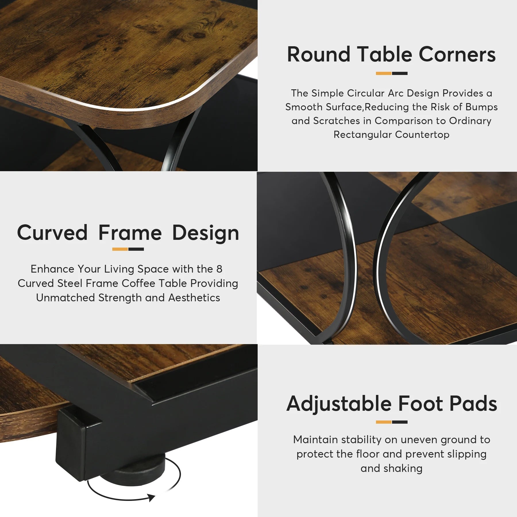 Table Basse Design Industrielle – Métal Robuste, 2 Niveaux Bois & Style Farmhouse | Forge
