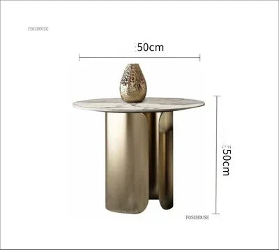 Table Basse Design Luxe Ronde – Pierre Naturelle, Base Métal & 22 Variantes | Pietra