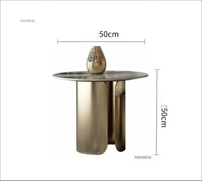 Table Basse Design Luxe Ronde – Pierre Naturelle, Base Métal & 22 Variantes | Pietra