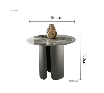 Table Basse Design Luxe Ronde – Pierre Naturelle, Base Métal & 22 Variantes | Pietra