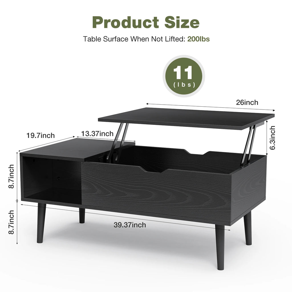 Table Basse Design Relevable – Étagère Réglable, Multifonction & 4 Coloris | Flex