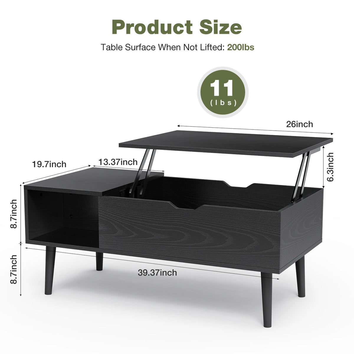 Table Basse Design Relevable – Étagère Réglable, Multifonction & 4 Coloris | Flex