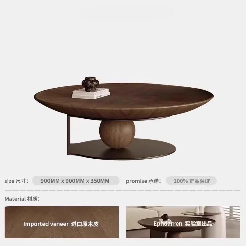 Table Basse Design Ronde Noyer – Style Italien Minimaliste & 3 Configurations | Noyer