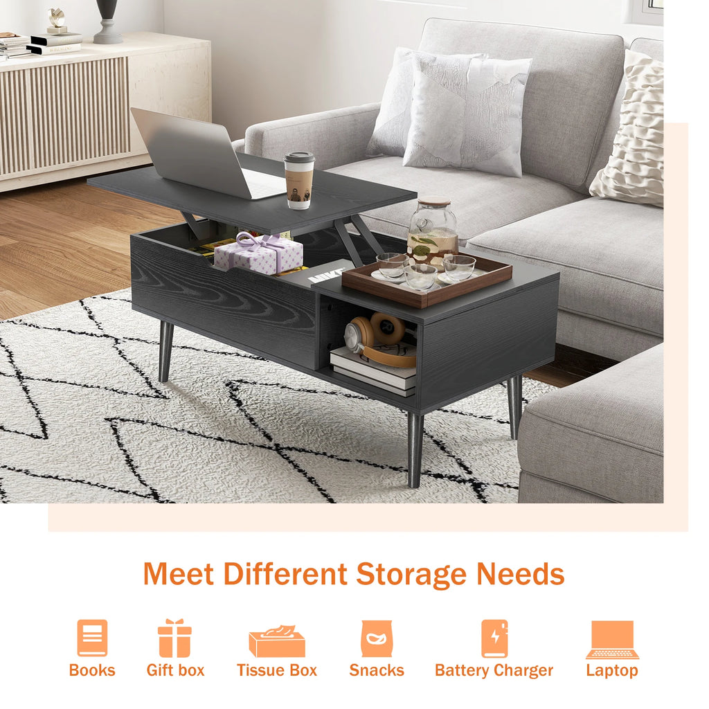 Table Basse Design Relevable – Étagère Réglable, Multifonction & 4 Coloris | Flex