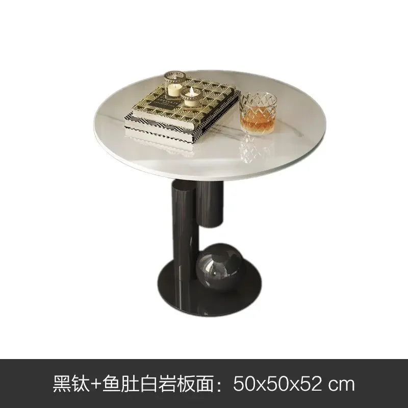 Table Basse Design Ovale – Effet Pierre Naturelle, Base Métal & 6 Formats | Silex