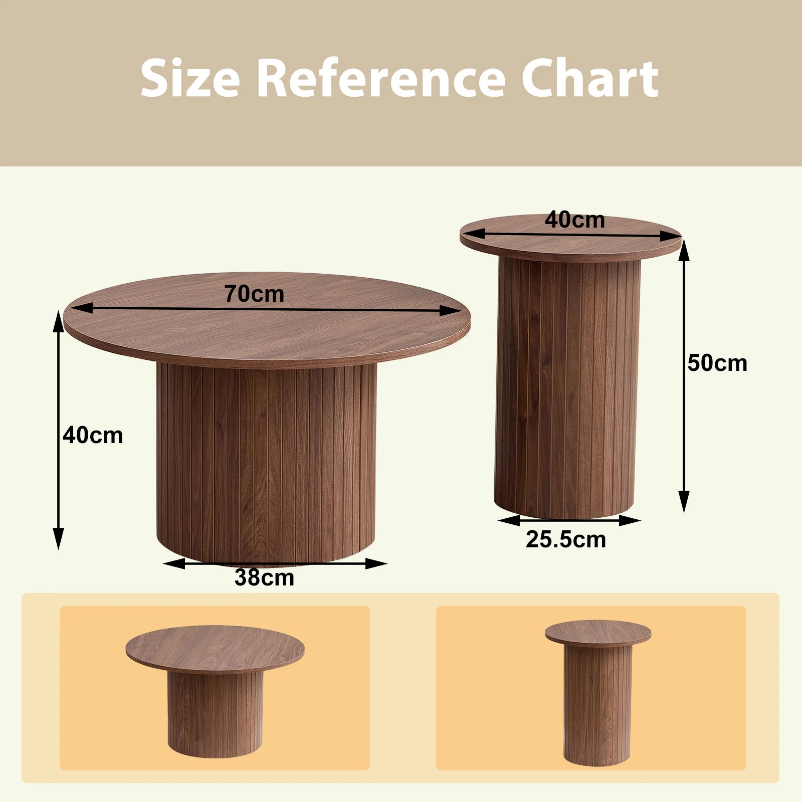 Tables Basses Design Gigognes Rondes – Bois Nordique, Set de 2 & Style Naturel | Duo