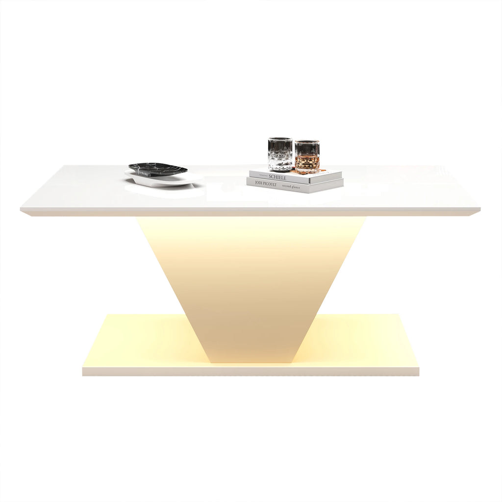 Table Basse Design LED – Forme en V Ultra-Brillante, Éclairage Modulable | Vertex