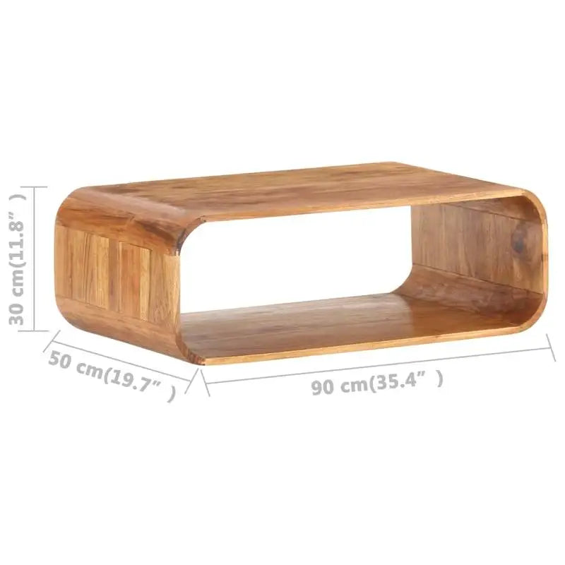 Table Basse Design Bois Massif – Acacia Naturel, Veinage Unique, 90×50 cm | Sylva
