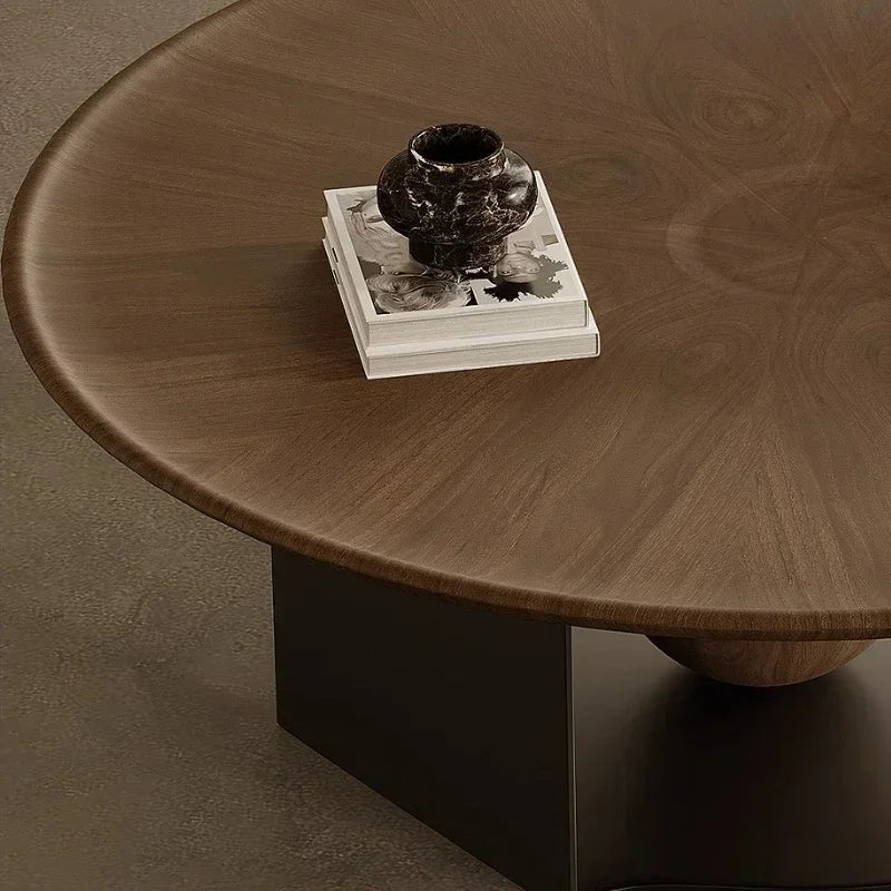 Table Basse Design Ronde Noyer – Style Italien Minimaliste & 3 Configurations | Noyer