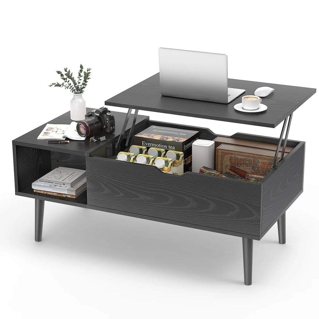 Table Basse Design Relevable – Étagère Réglable, Multifonction & 4 Coloris | Flex