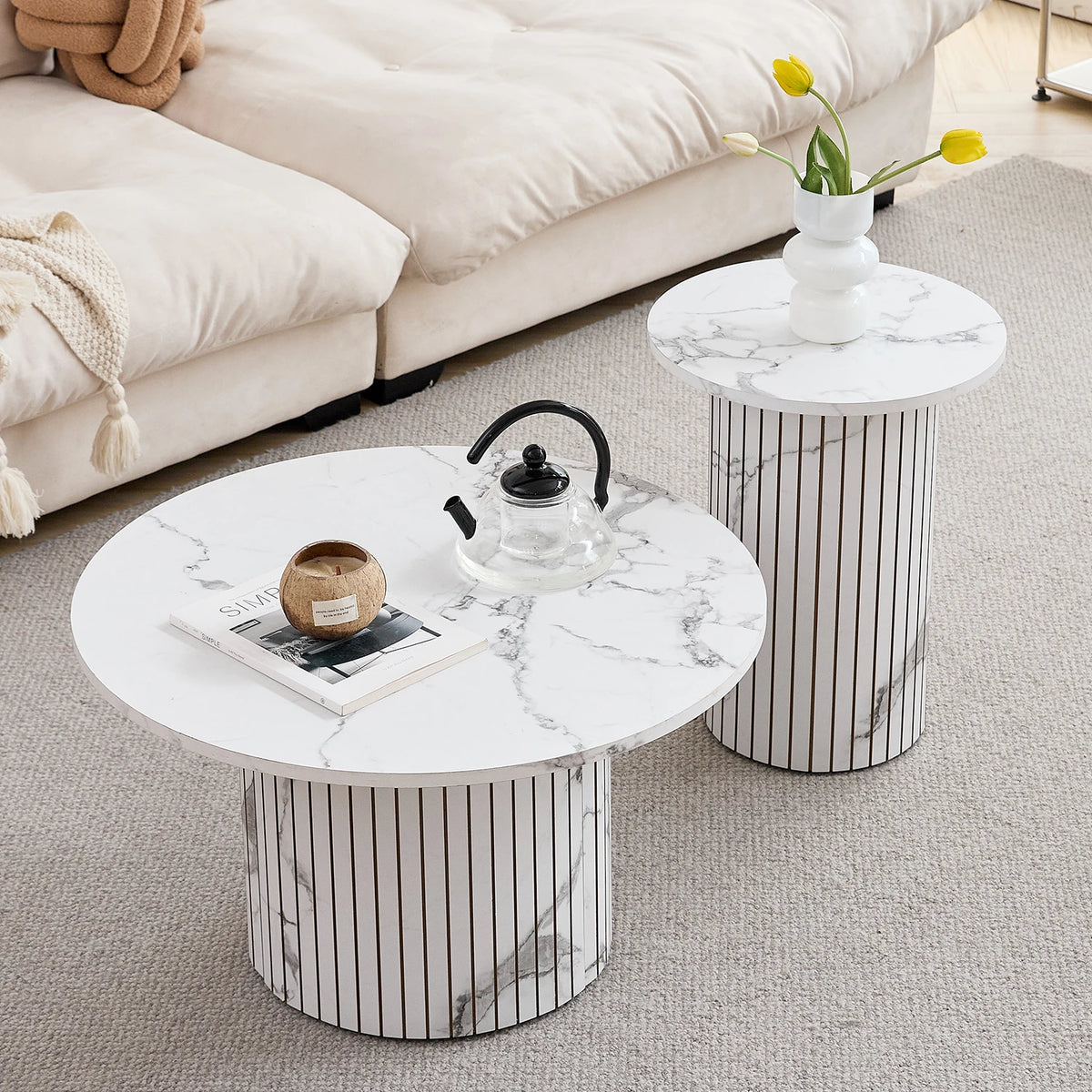 Tables Basses Design Gigognes Rondes – Bois Nordique, Set de 2 & Style Naturel | Duo