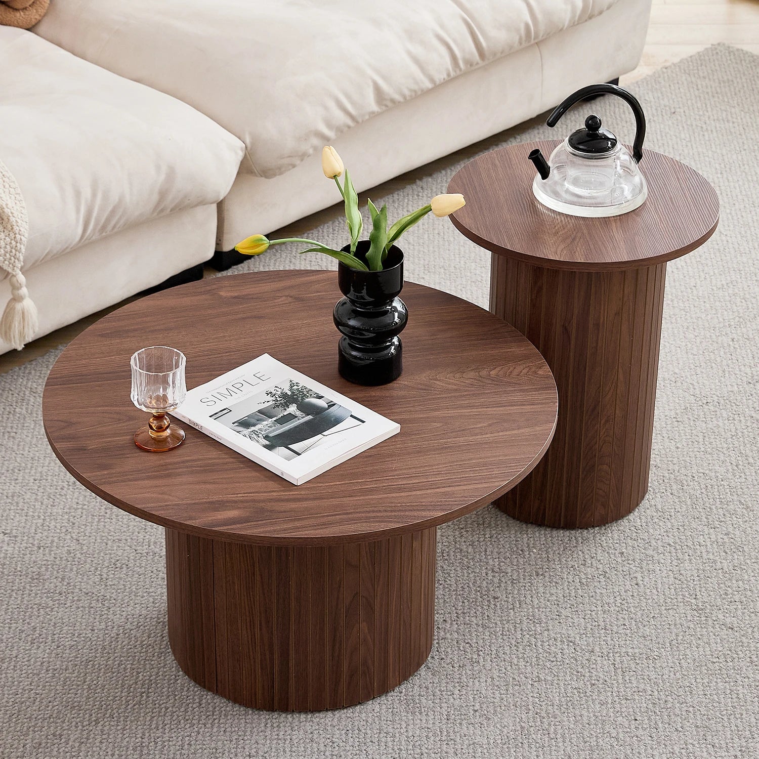 Tables Basses Design Gigognes Rondes – Bois Nordique, Set de 2 & Style Naturel | Duo