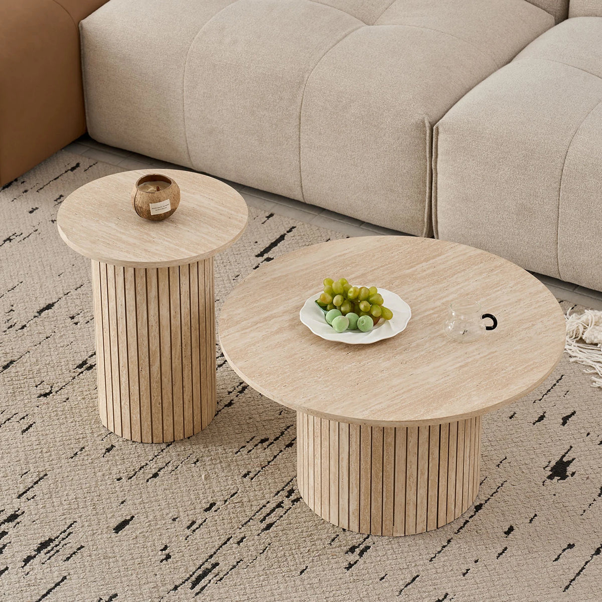 Tables Basses Design Gigognes Rondes – Bois Nordique, Set de 2 & Style Naturel | Duo