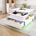Table Basse Design LED – Plateau Relevable, 16 Couleurs & 2 Tiroirs Premium | Aurora