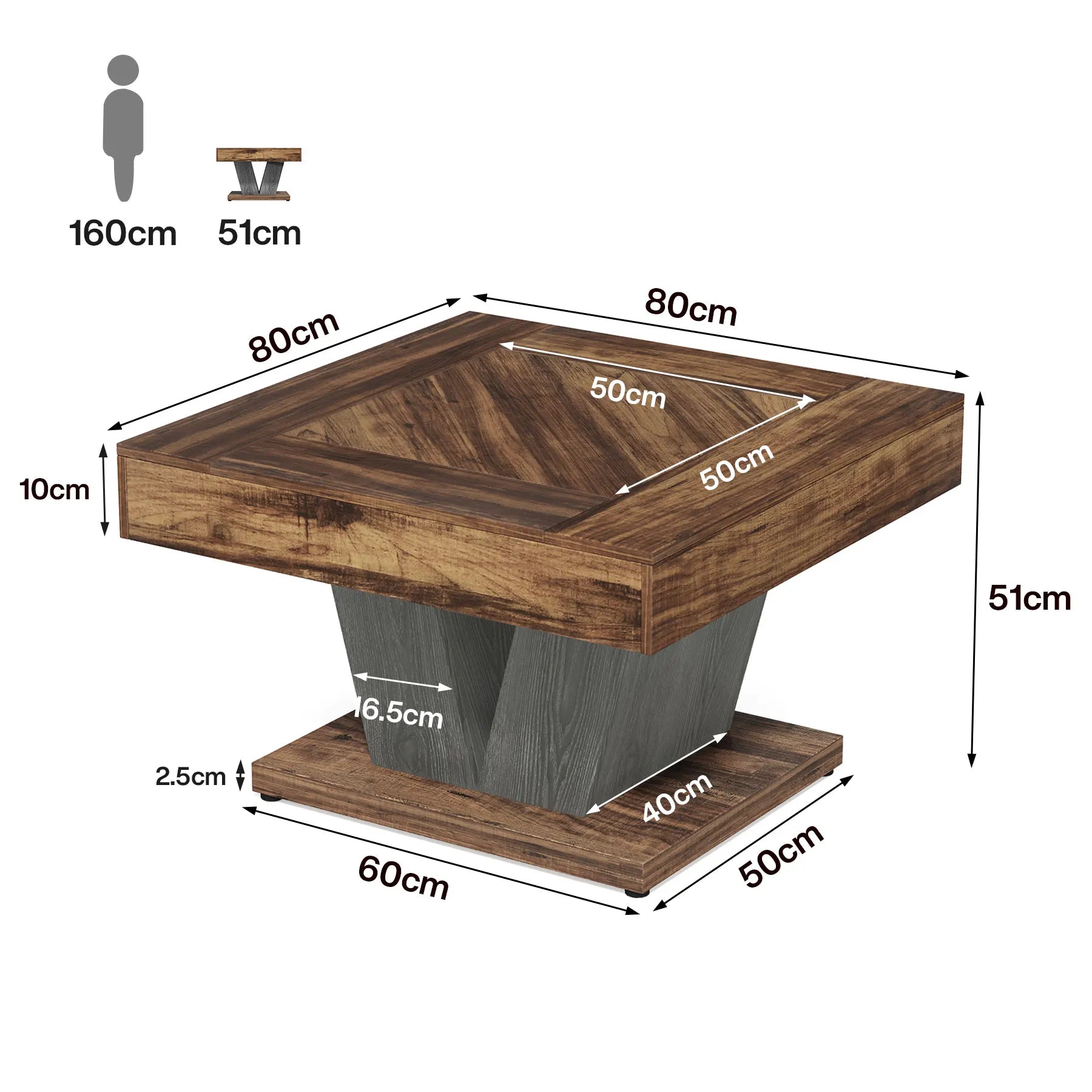 Table Basse Design Carrée – Style Farmhouse, Bois Rustique & Cadre Métal | Terra