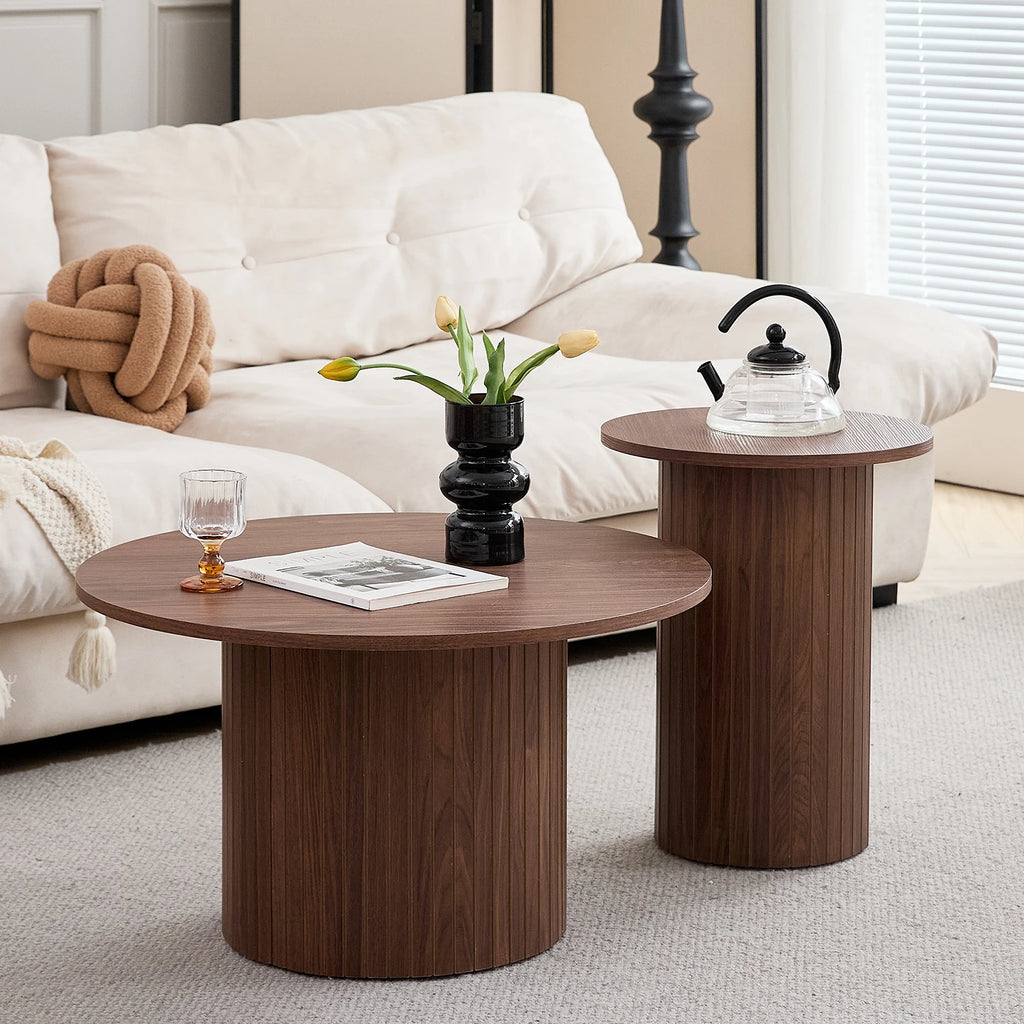 Tables Basses Design Gigognes Rondes – Bois Nordique, Set de 2 & Style Naturel | Duo