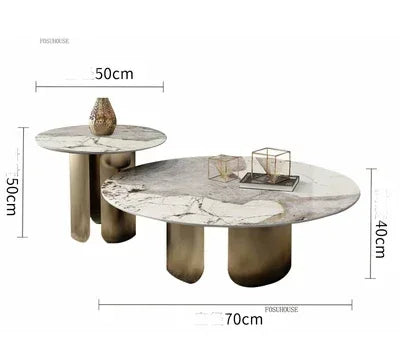 Table Basse Design Luxe Ronde – Pierre Naturelle, Base Métal & 22 Variantes | Pietra