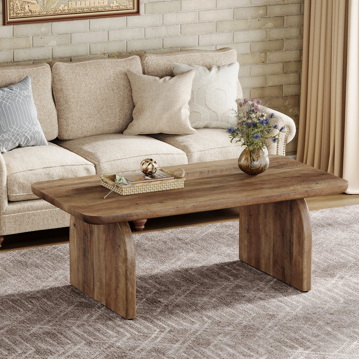 Table Basse Design Farmhouse Rectangulaire – Bois Robuste, Base Solide & 6 Coloris | Harvest