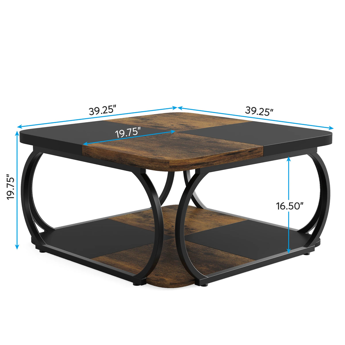Table Basse Design Industrielle – Métal Robuste, 2 Niveaux Bois & Style Farmhouse | Forge