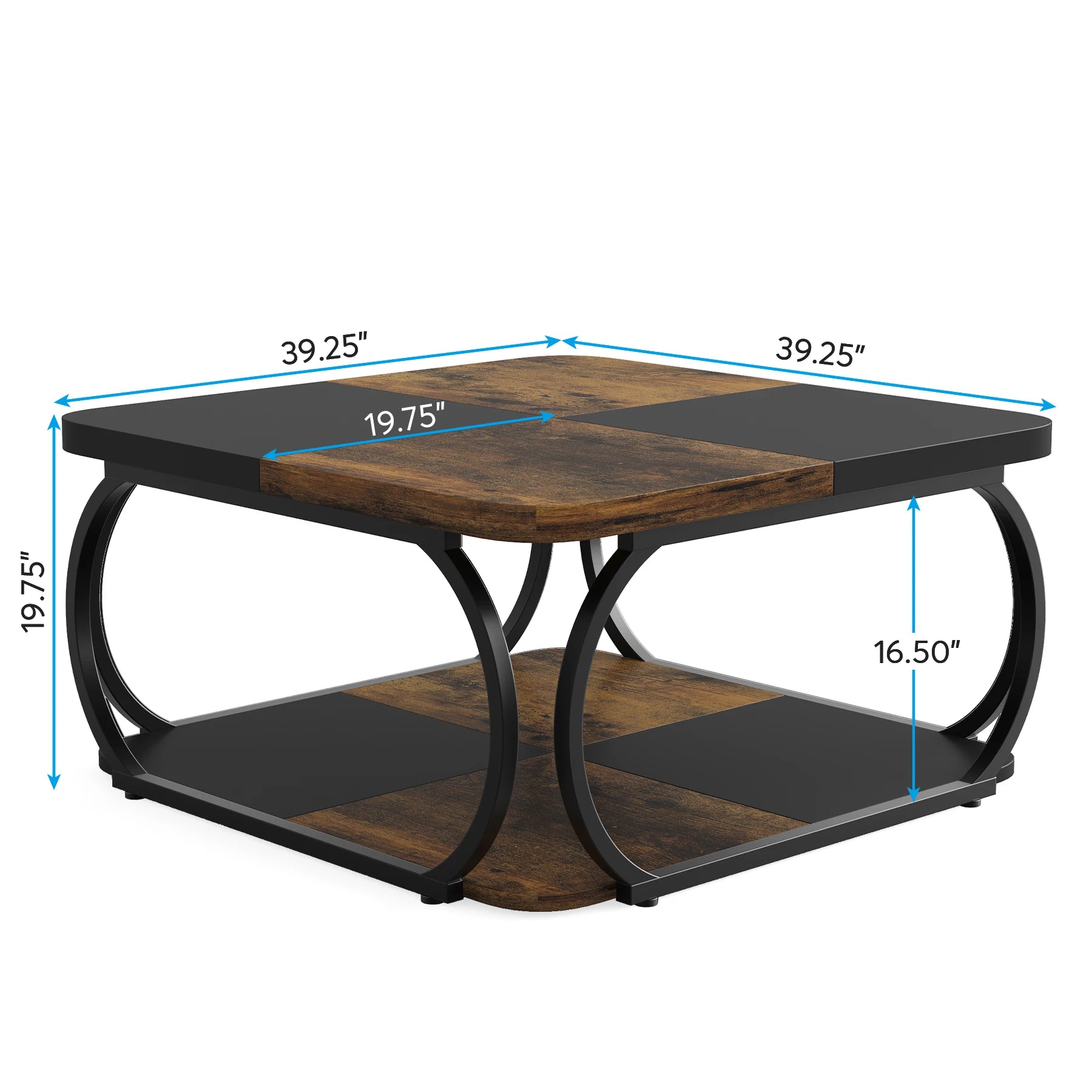 Table Basse Design Industrielle – Métal Robuste, 2 Niveaux Bois & Style Farmhouse | Forge