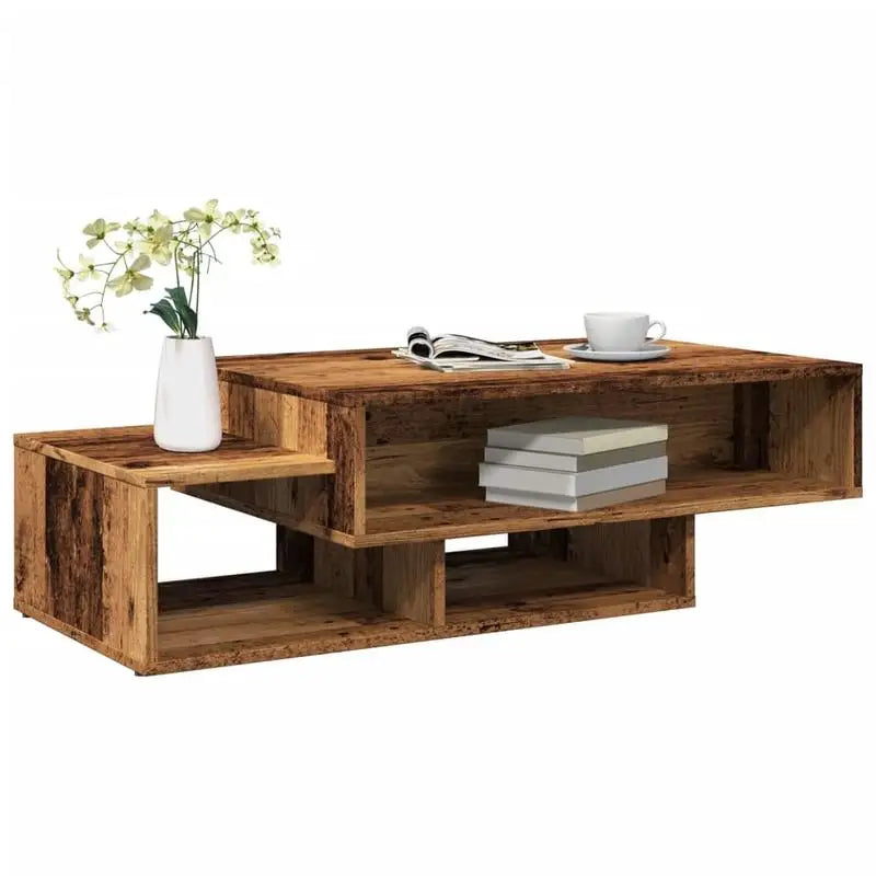Table Basse Design Vintage – 3 Compartiments Asymétriques, 105×55 cm | Loft