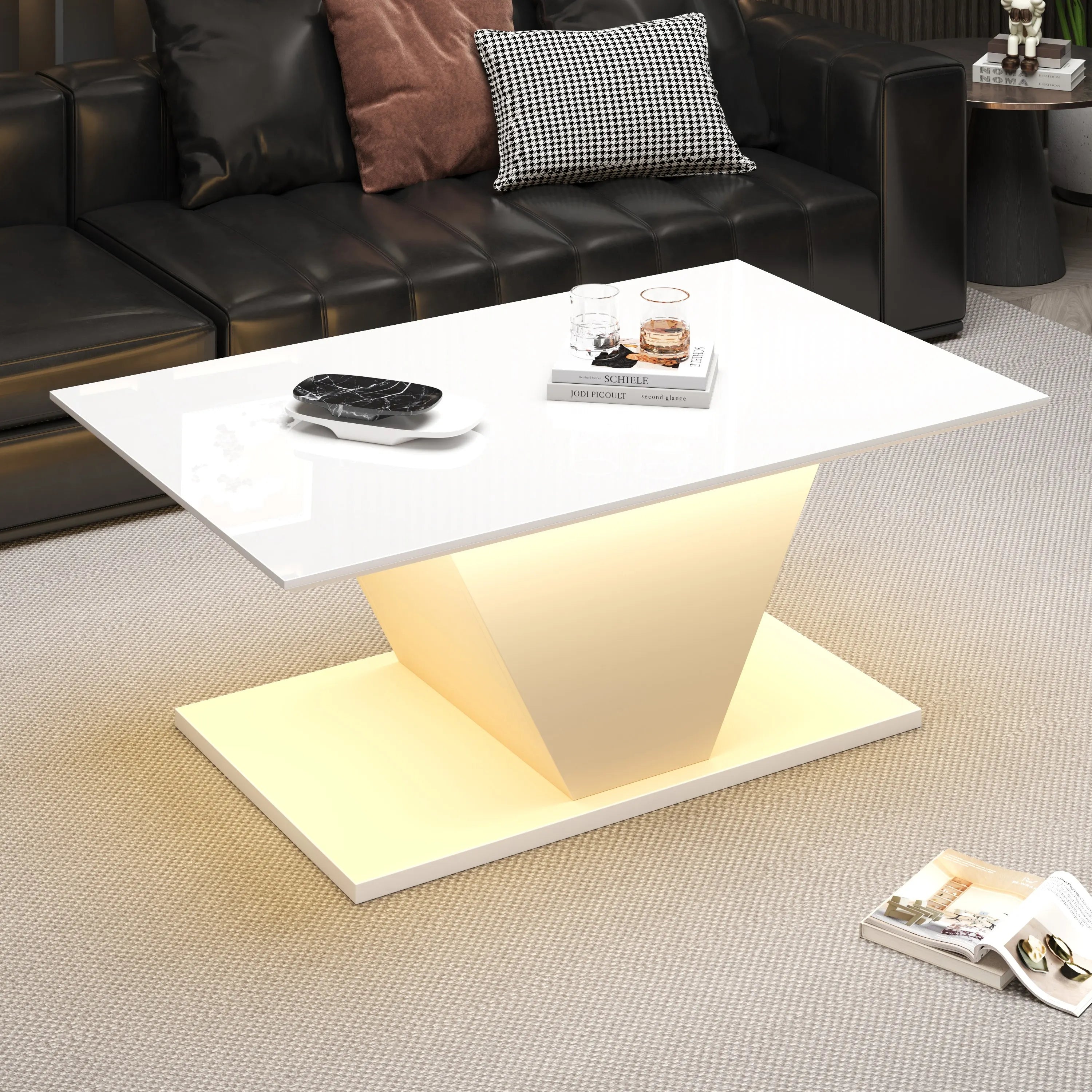 Table Basse Design LED – Forme en V Ultra-Brillante, Éclairage Modulable | Vertex