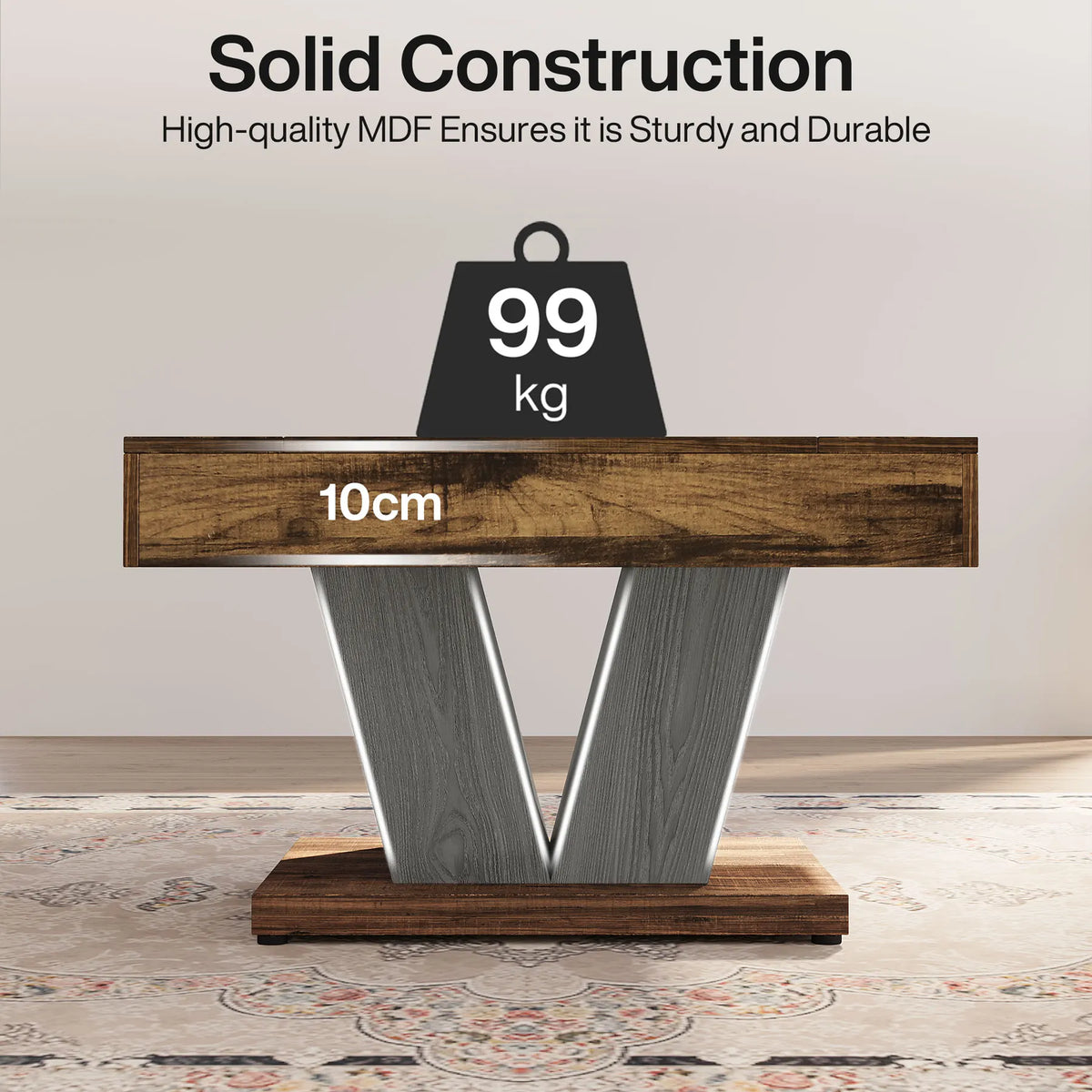 Table Basse Design Carrée – Style Farmhouse, Bois Rustique & Cadre Métal | Terra