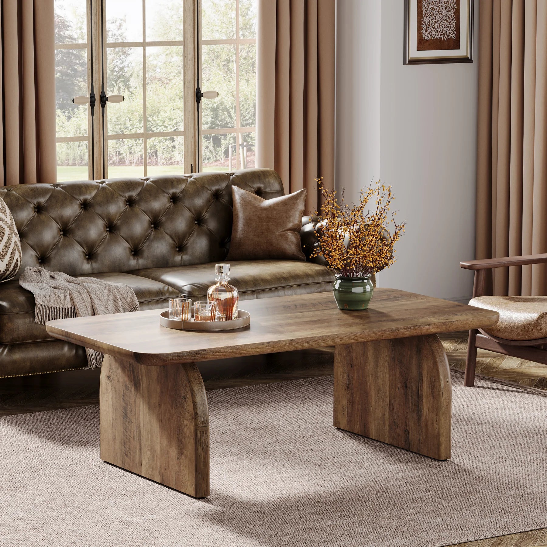Table Basse Design Farmhouse Rectangulaire – Bois Robuste, Base Solide & 6 Coloris | Harvest